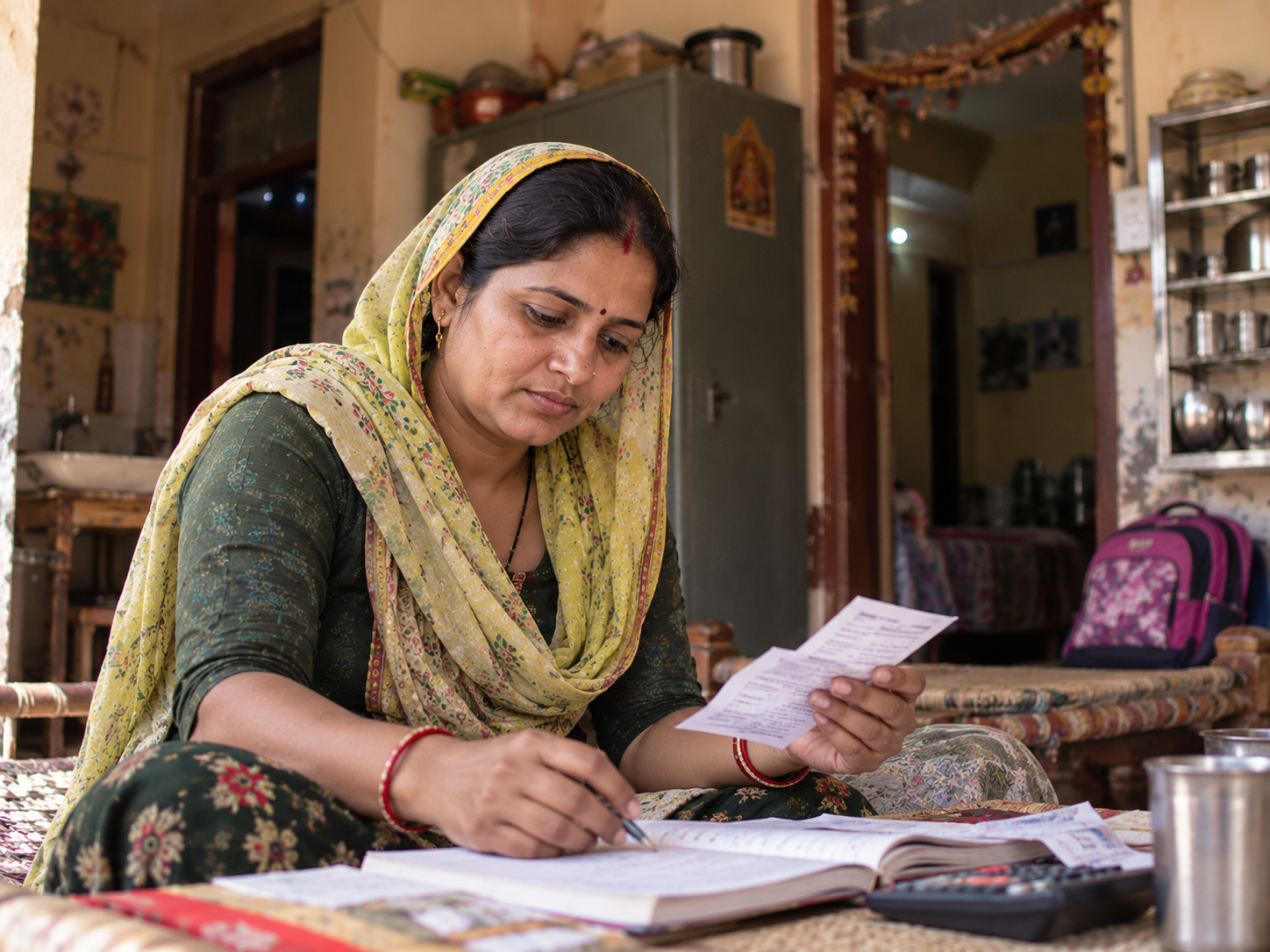 Woman working on a sewing machine